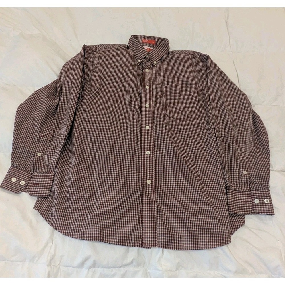 Quiet Luxury Preppy Gingham Button Up Shirt Mens Large Cottagecore